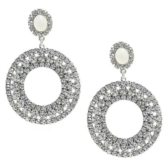 Banana Republic Brilliant CRYSTAL WREATH Opal Circle Drop EARRINGS NWT 68 - Picture 1 of 6